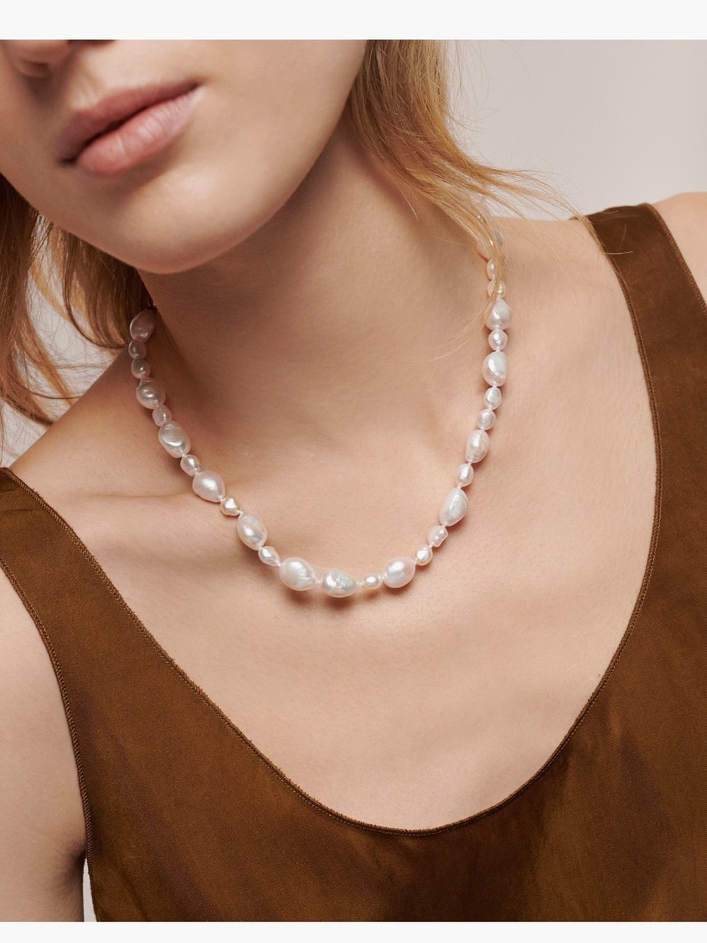 Monica Vinader Nura Reef Freshwater Pearl Necklace 18” Gold